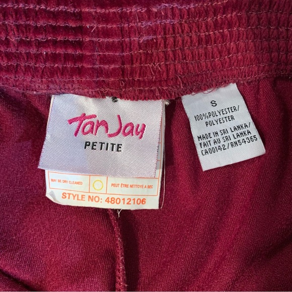 TanJay Wine Color Velour Lounge Pants Women’s Size Petite Small - Picture 3 of 7